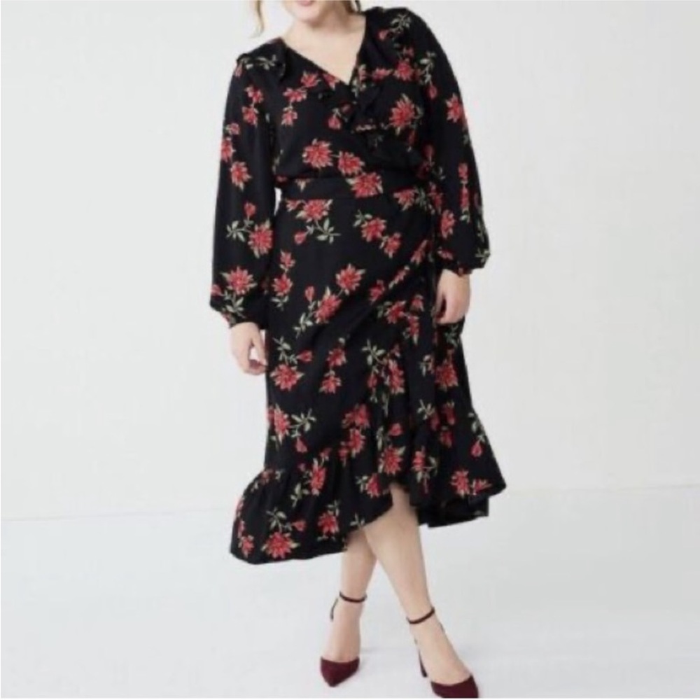 Draper James RSVP Long Sleeve Ruffle Midi Dress